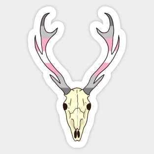 Demigirl Pride Deer Skull Sticker